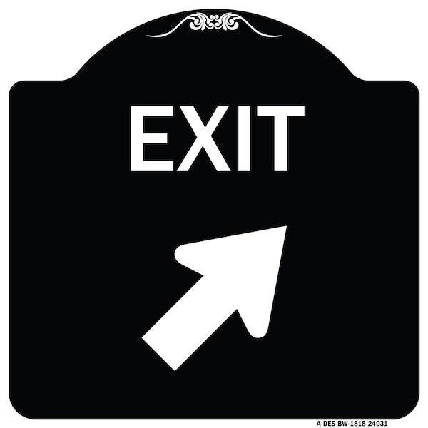 Exit Exit with Right Arrow Heavy-Gauge Aluminum Architectural Sign, 18" H, 18" L, BW-1818-24031